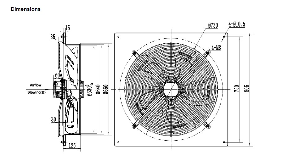 EXTRACTOR AXIAL SYSTEMAIR AW-E 630 D6 - 10990 M3/HR - 3F