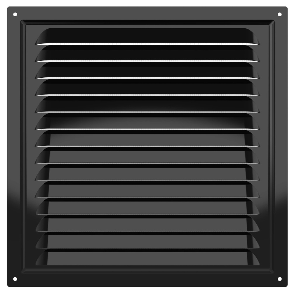 REJILLA 25x25 cm ACERO GALVANIZADO POLIMERO NEGRO + MALLA ANTIMOSQUITO - 2525ME BLACK