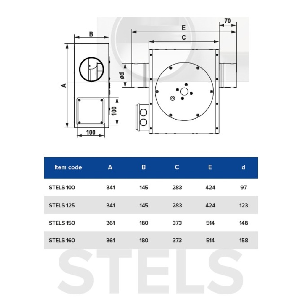 EXTRACTOR CENTRIFUGO STELS 125 - 320 M3/HR 