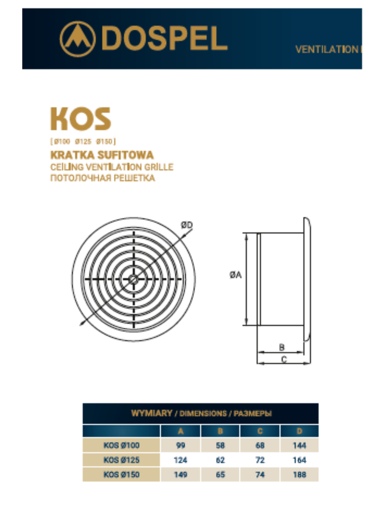 REJILLA KOS 125mm (5")