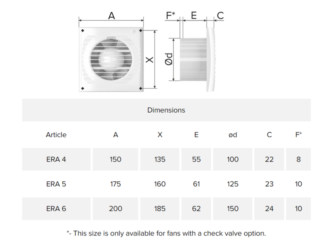 EXTRACTOR 10cm (4") CON DAMPER - ERA 4C