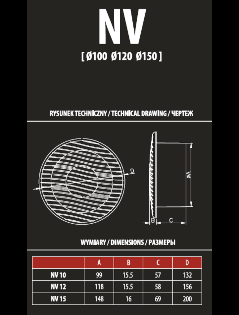 EXTRACTOR 12cm (5") CIRCULAR - NV 12