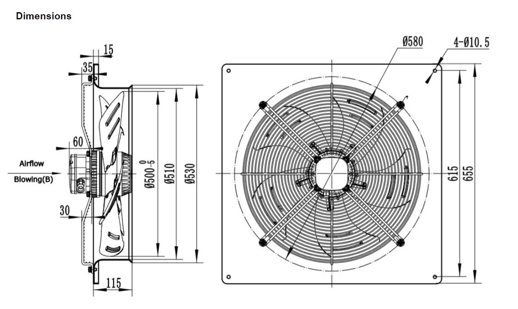 EXTRACTOR AXIAL AW-E 500 E4 - 7000 M3/HR