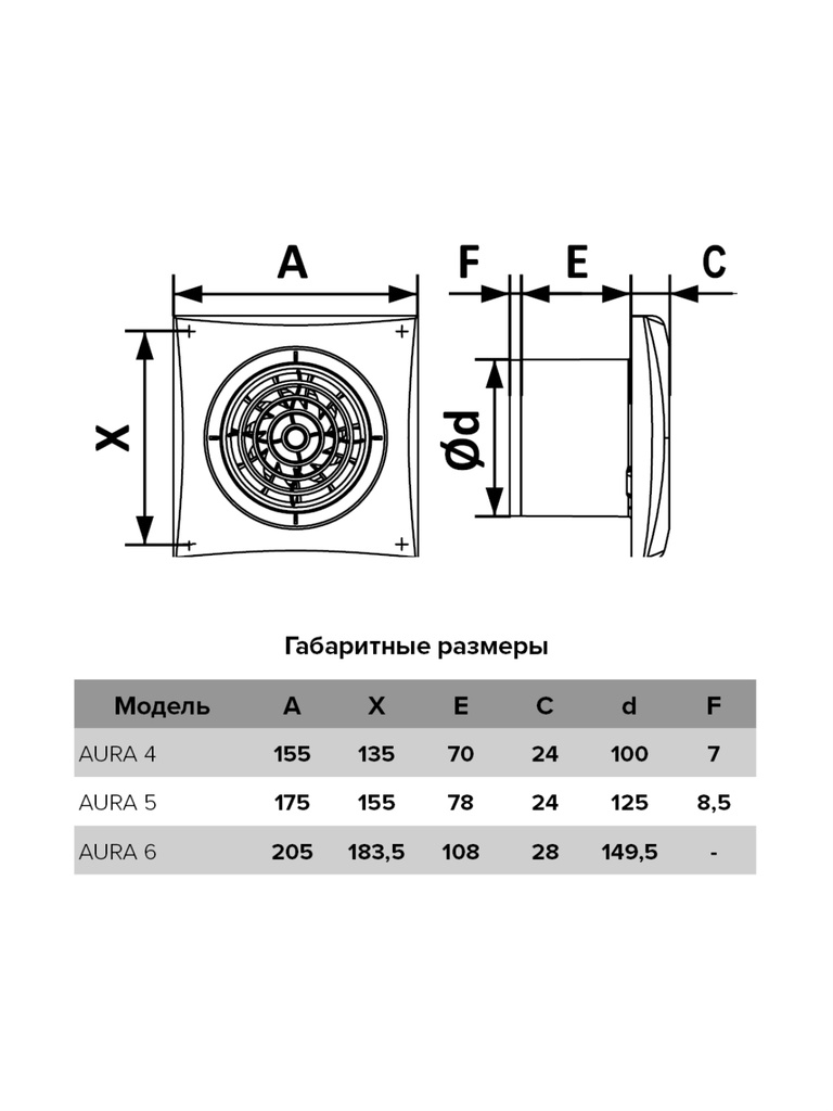 EXTRACTOR 15cm (6") CON DAMPER - AURA 6C